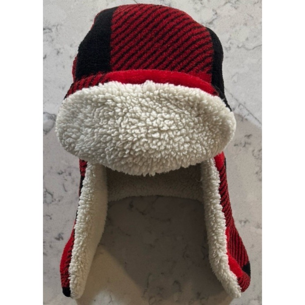 Lazy One Trapper Hat Large Red Black Buffalo Plaid Sherpa Lined Ear Flaps Winter